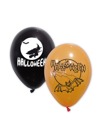 10 baloane de latex negru și portocaliu de Halloween 30 cm