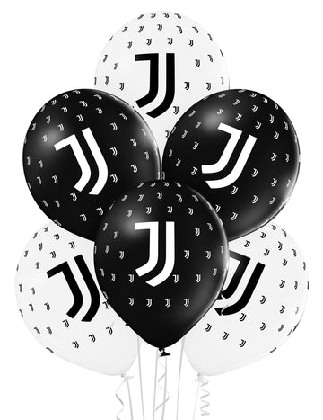 12 baloane din latex Juventus alb -negru 30 cm