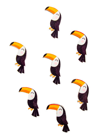 12 drăguț confetti de lemn adeziv toucan 3 x 2 cm