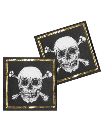 20 prosoape de hârtie pirat Jolly Roger 33 x 33 cm