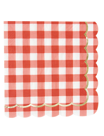 16 prosoape de hârtie Gingham și aurite 33 x 33 cm