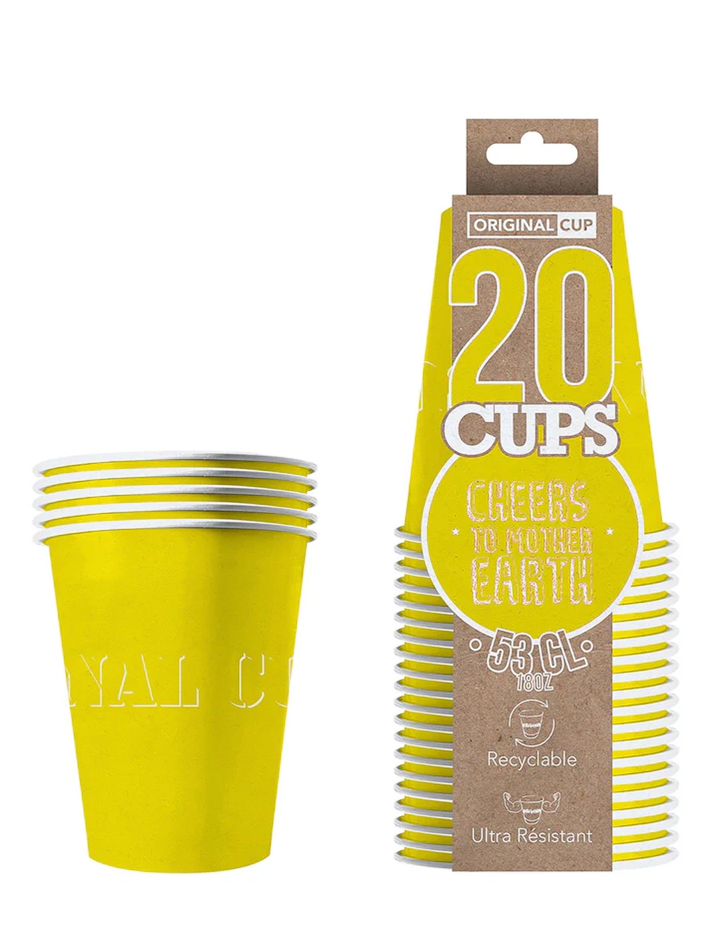 20 CUPS AMERICANĂ CAST RECICLABIL GALBEN 53 CL