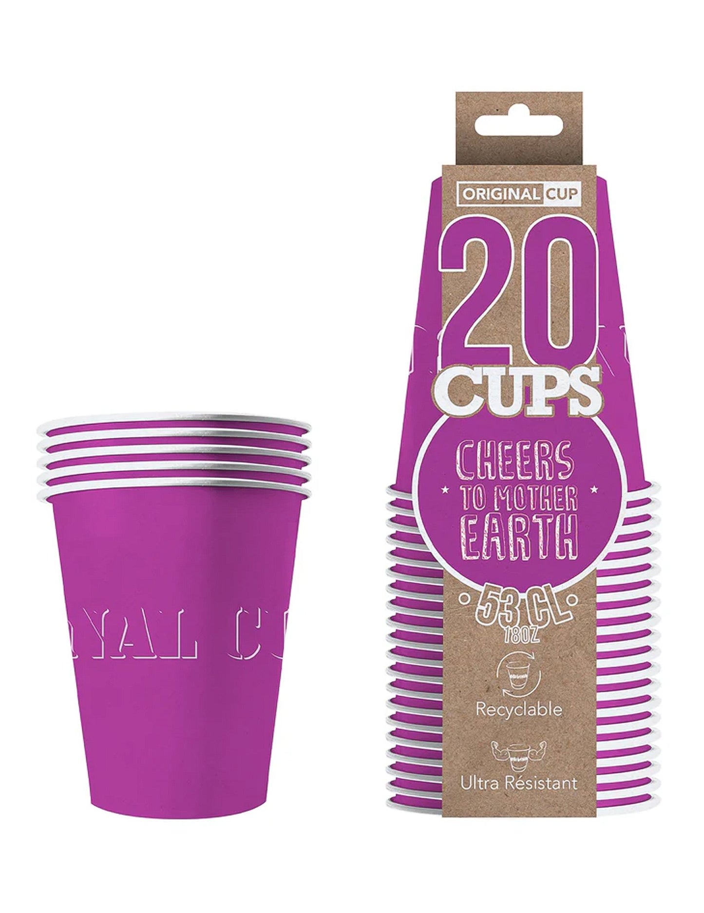 20 de cupe americane reciclabile carton violet 53cl