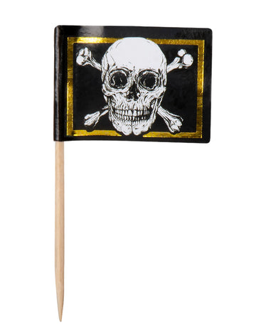 24 Vârfuri de lemn Pirate Flag Jolly Roger 7 cm