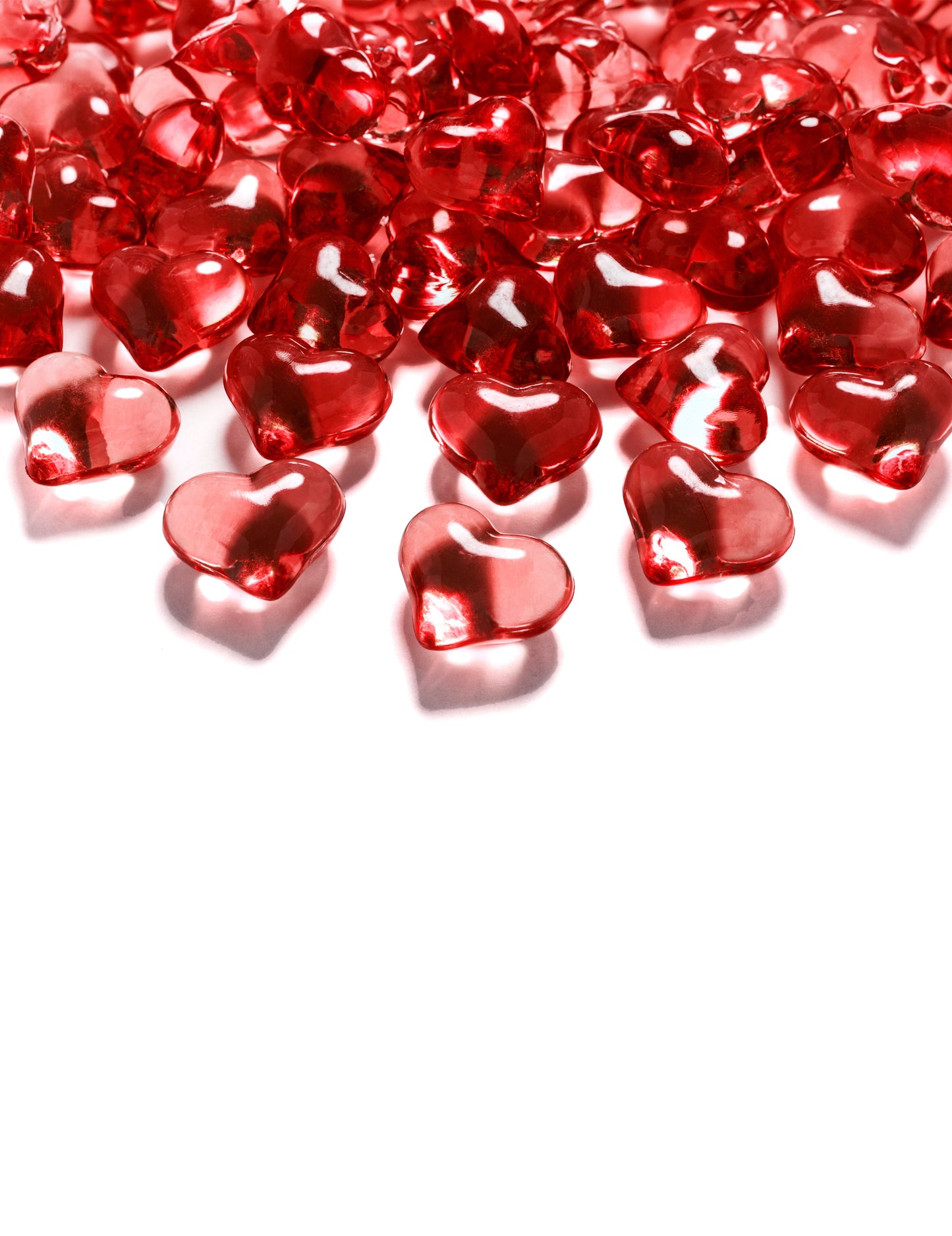 30 Confetti Red Crystal Hearts 2 cm