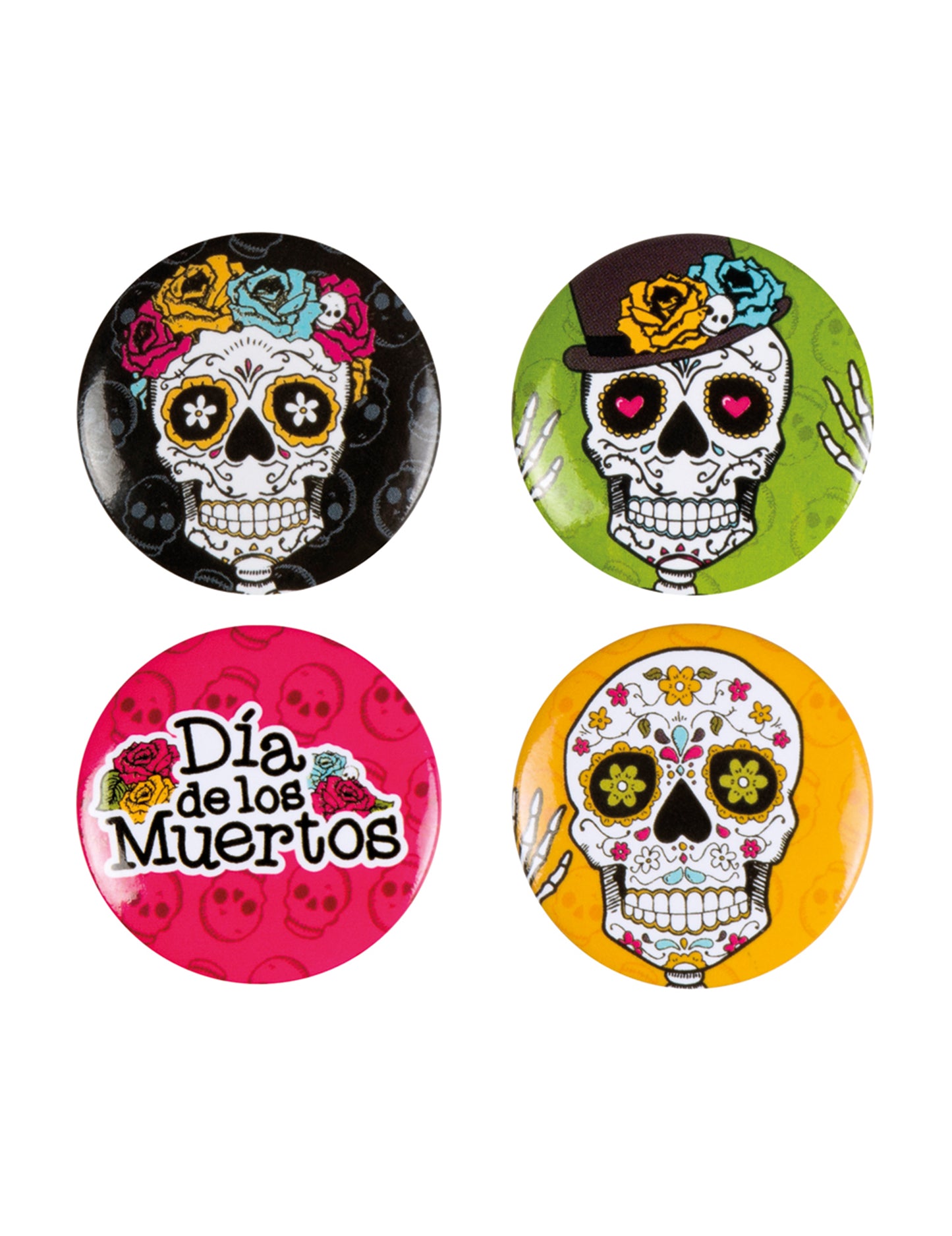 4 Insigne 3 cm Dia de los Muertos