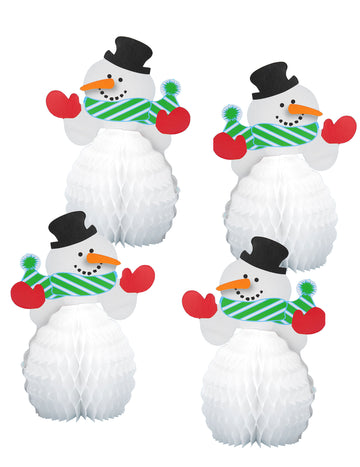 4 Mini Snow Man Table Man Centres 15 cm