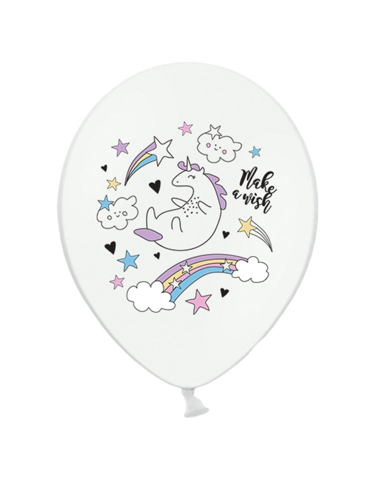 6 baloane de latex unicorn alb 30 cm