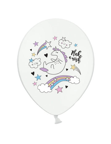 6 baloane de latex unicorn alb 30 cm