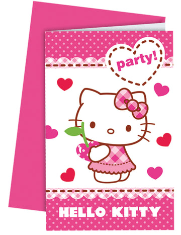 6 cărți de invitație cu plicuri Hello Kitty