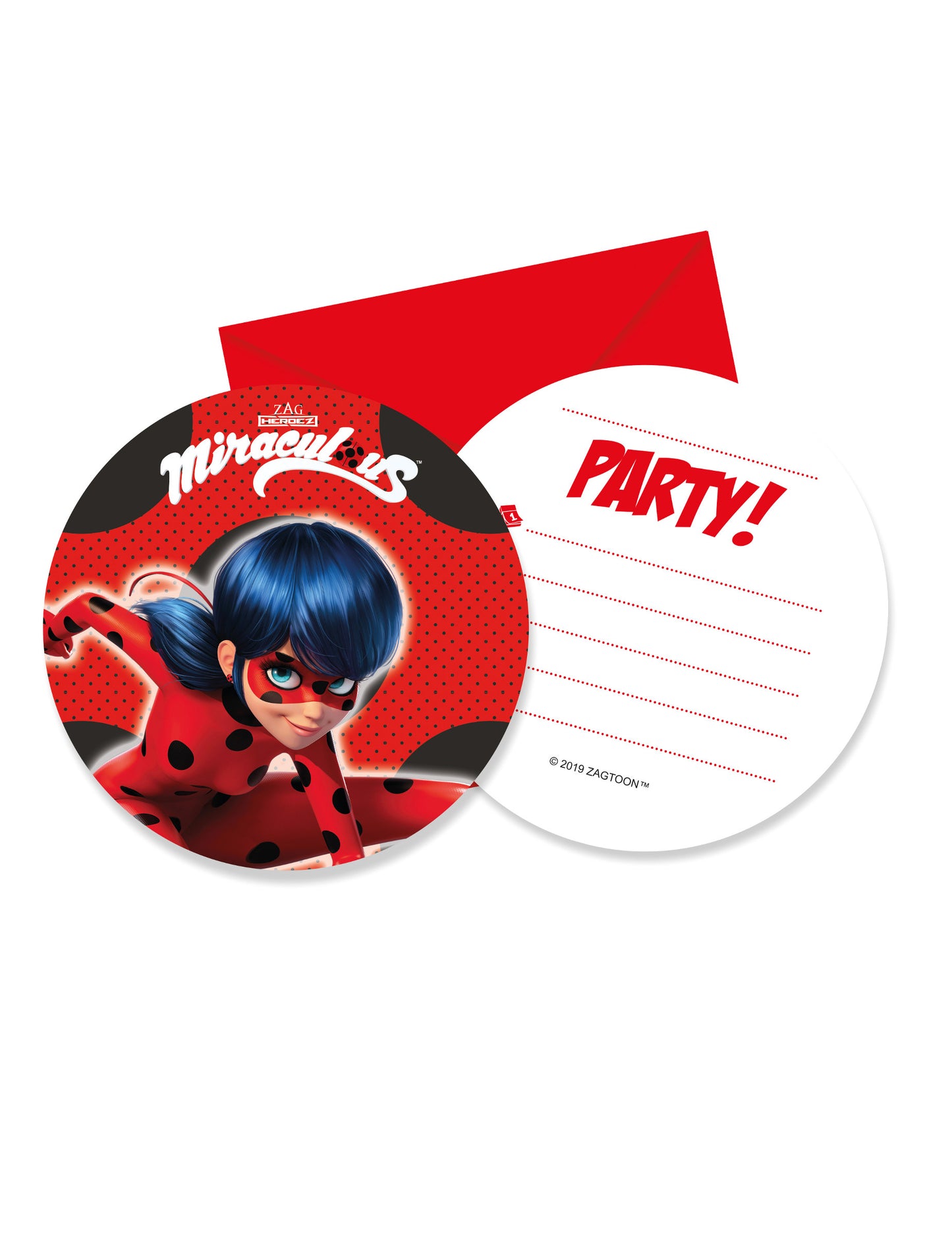 6 cărți de invitație cu plicuri miraculoase de ladybug