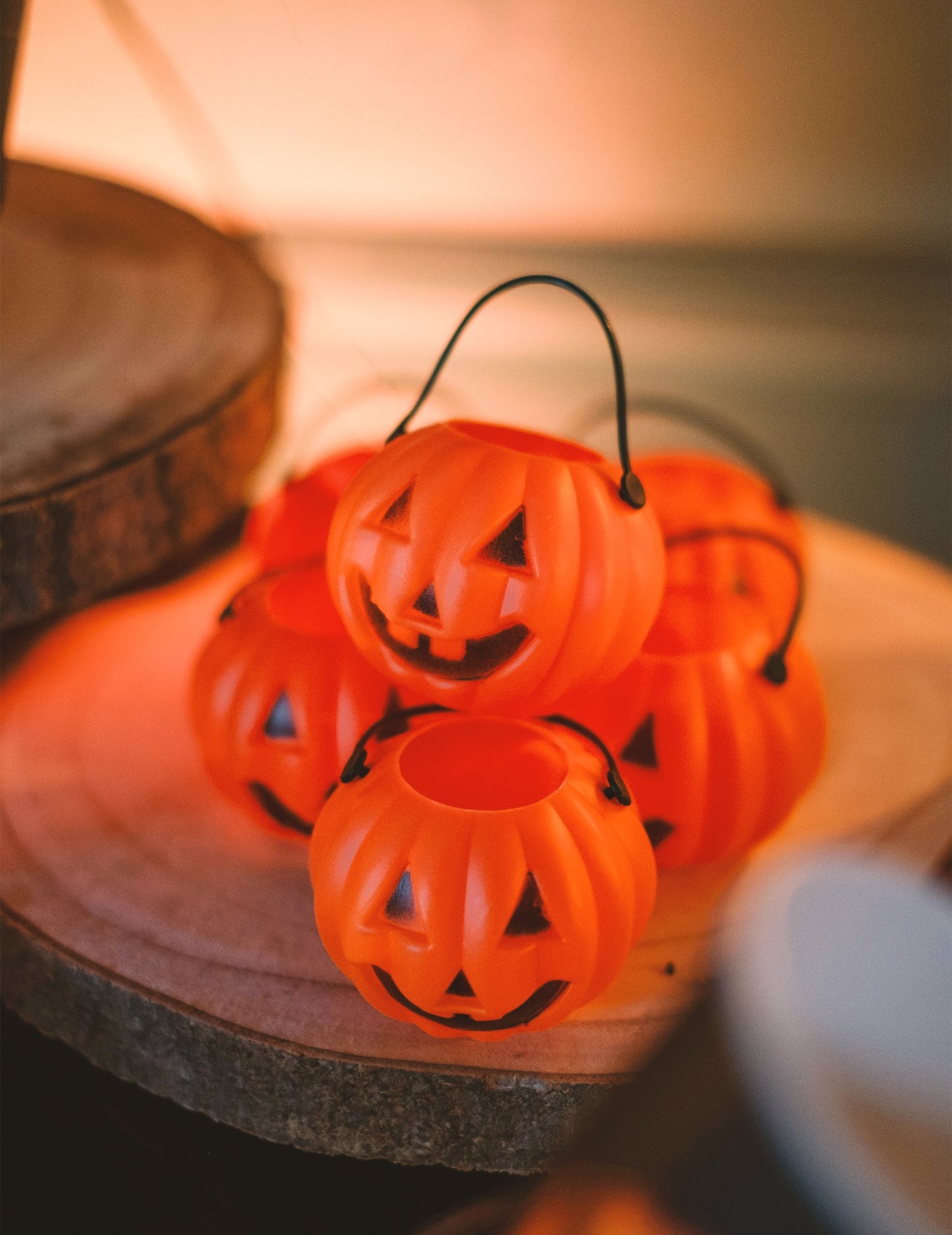 6 mini găleți de dovleac de Halloween 6,5 x 5 cm