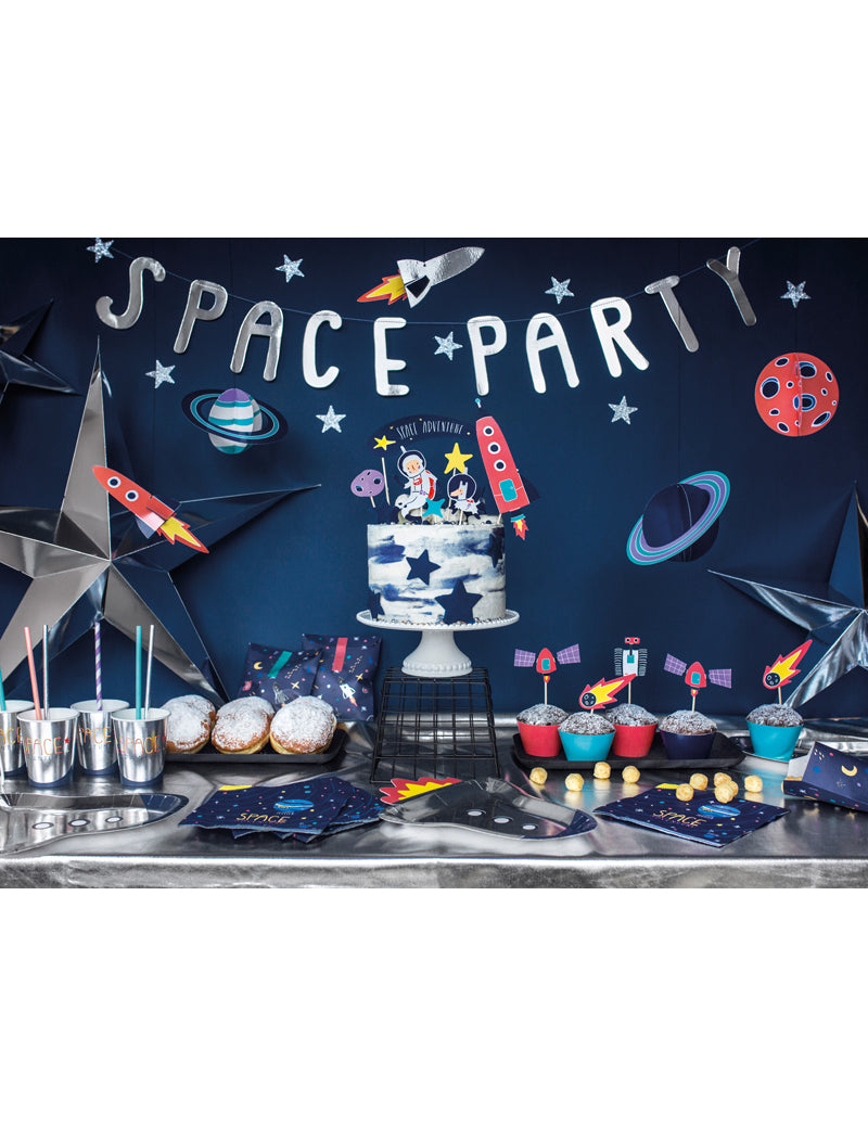 7 Toppers pentru tort în carton Space Adventure 9,5 - 24,5 cm