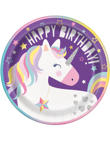 8 Plăci de carton Happy Birhtday Placi Unicorn Party 23 cm