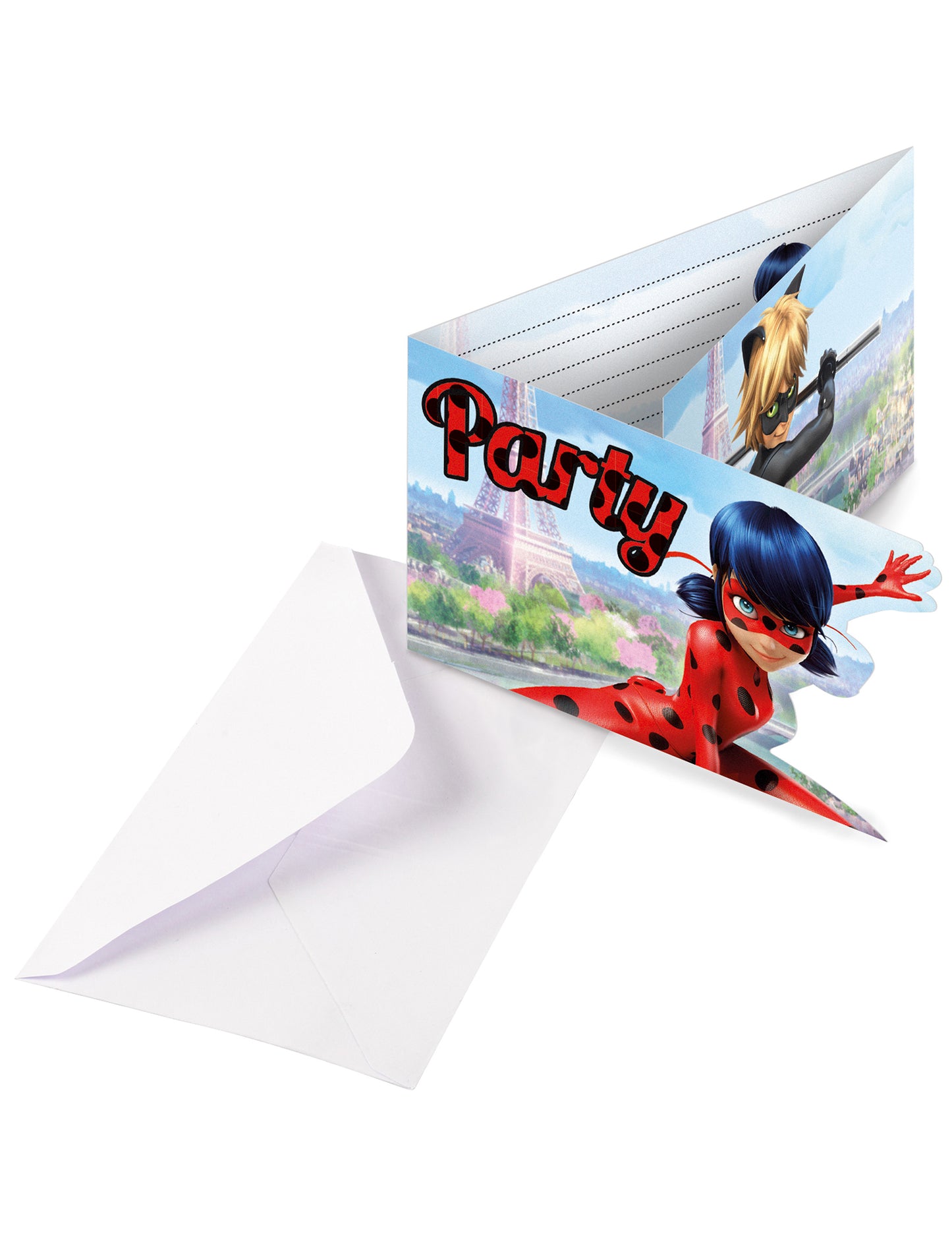 8 cutii de invitație de petrecere cu plicuri de ladybug