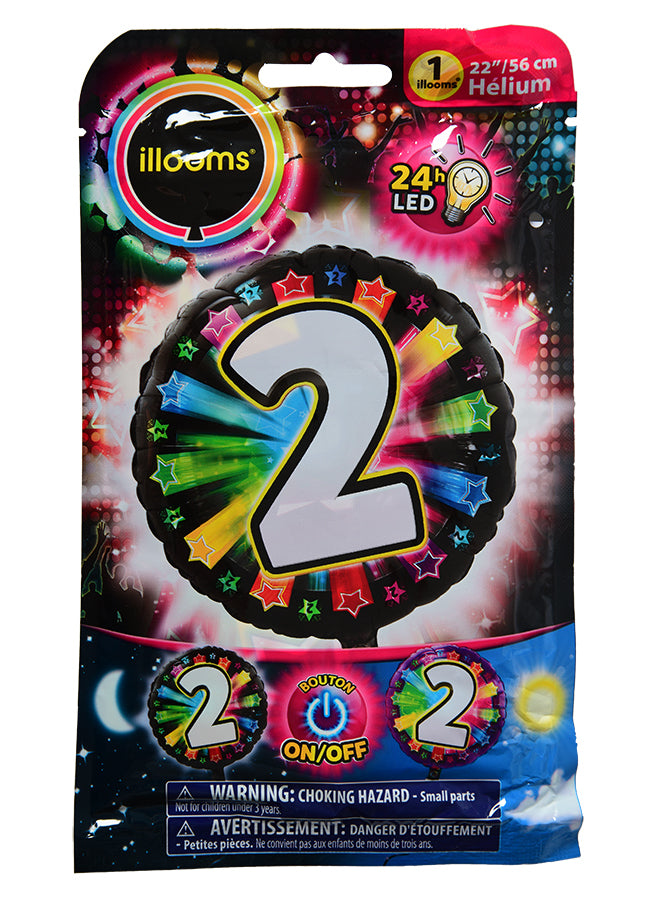 Balon de aluminiu Figura 2 LED -uri multicolor Illooms 50 cm