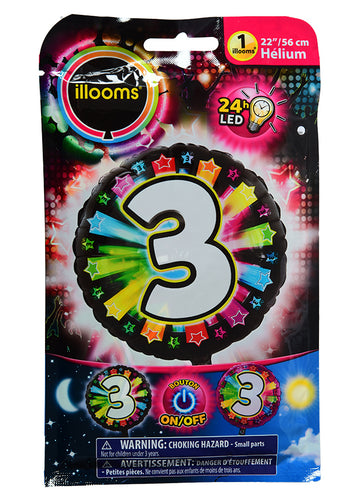 Balloon de aluminiu 3 LED -uri multicolor Illooms 50 cm