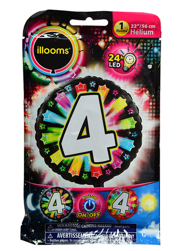 Balon de aluminiu Figura 4 LED -uri multicolor Illooms 50 cm