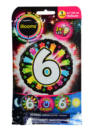 Balon de aluminiu Figura 6 LED -uri multicolor Illooms 50 cm