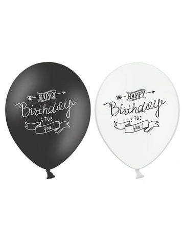 6 BALLONS BIRU BIRUME NOIR ȘI WHITE 30 cm