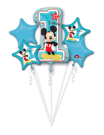 Buchet de 5 baloane din aluminiu 1 aniversare Mickey