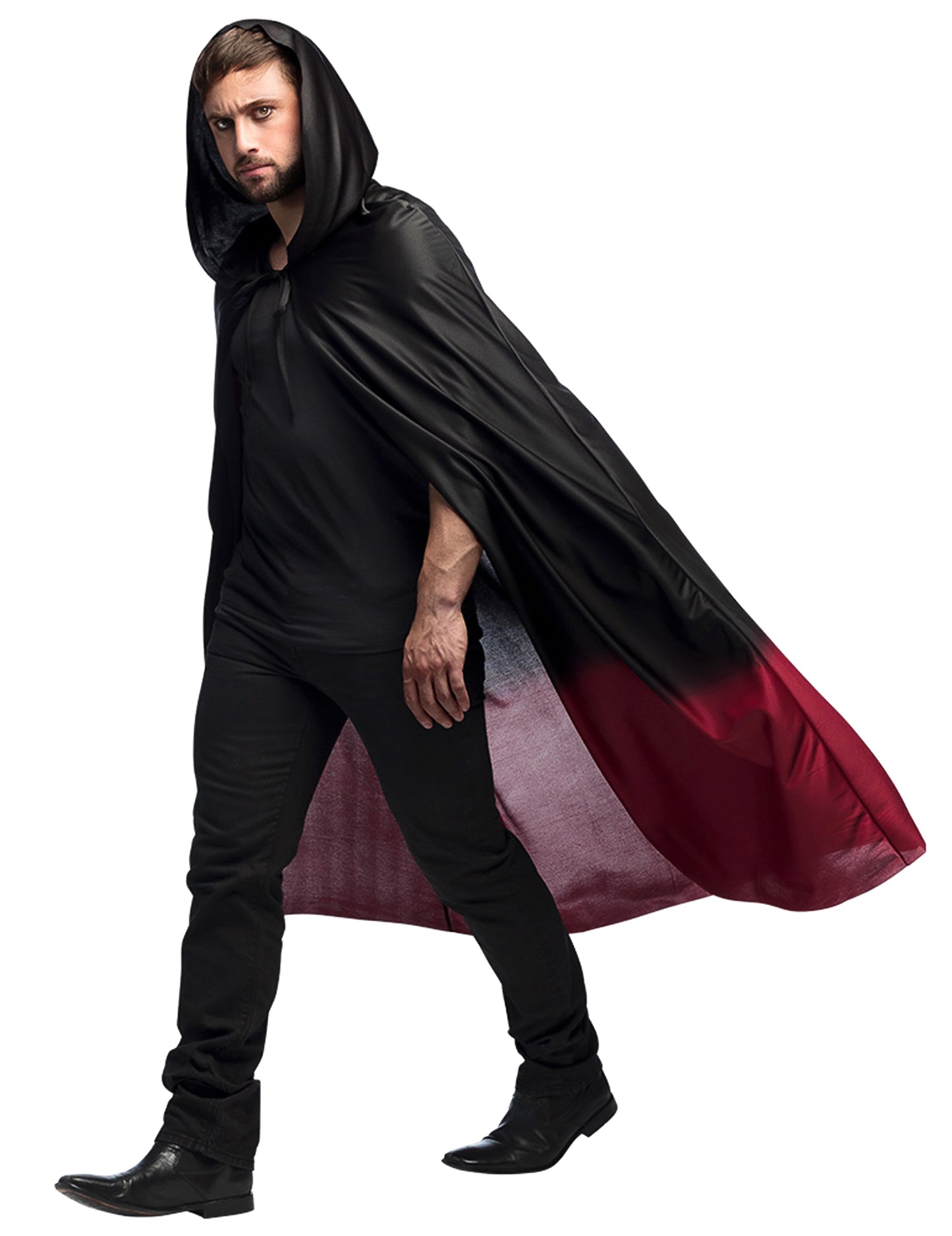 Cape Black Degraded Red Adult Halloween