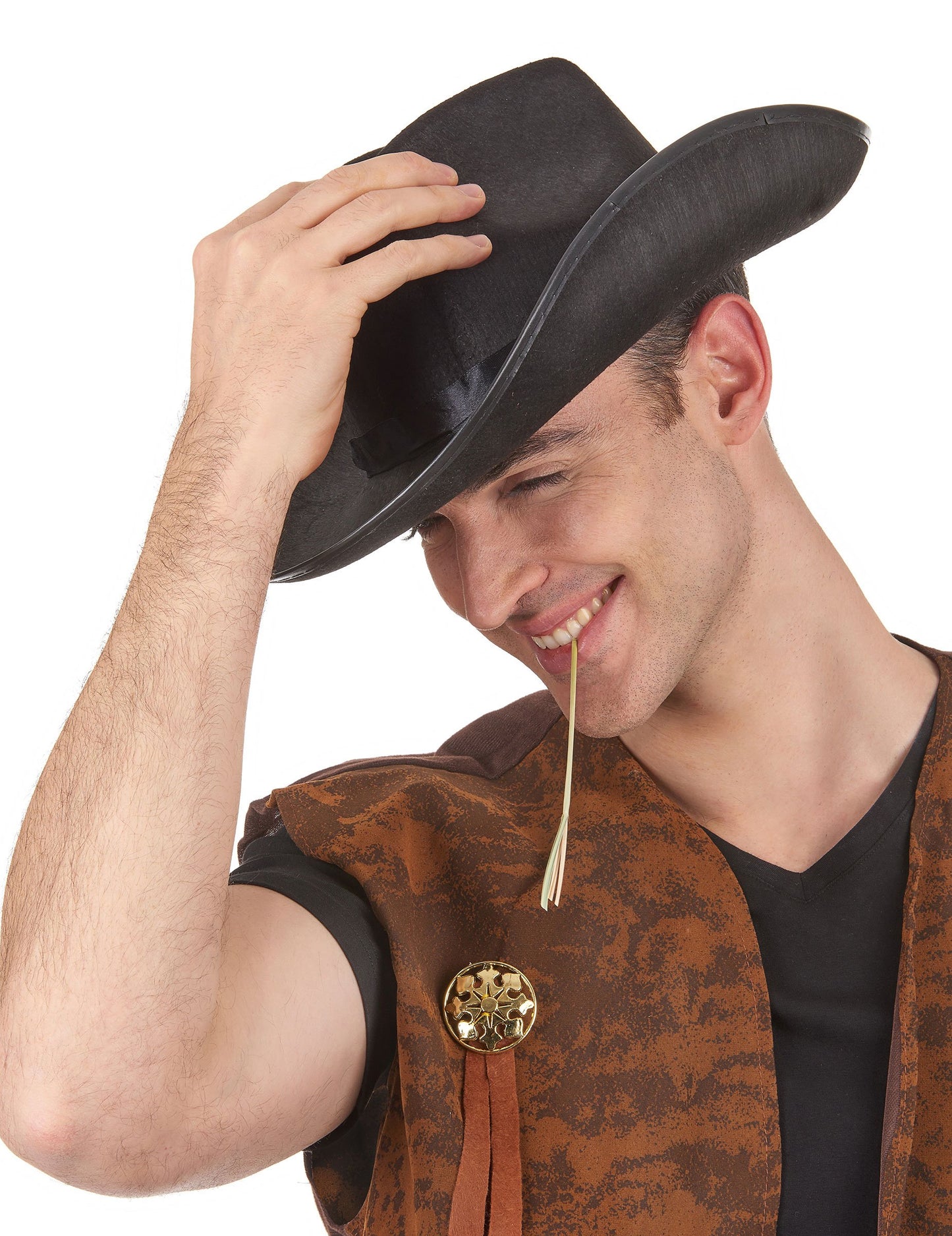 Pălărie de cowboy neagră pentru adulți