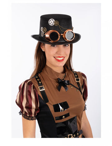 Pălăria superioară a steampunk în pâslă cu ochelari pentru adulți