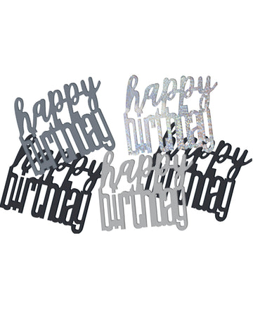 Grey/Black Confetti Happy Birthday