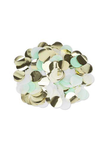 Confetti Papier Mint, alb și aur 3 cm - 36 g