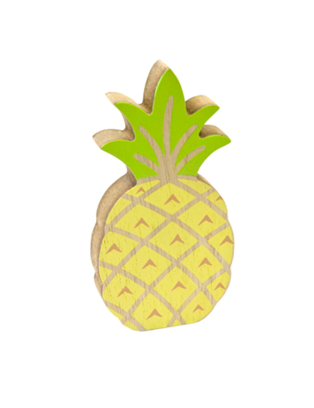 Decorare Ananas în lemn galben și verde 12 cm