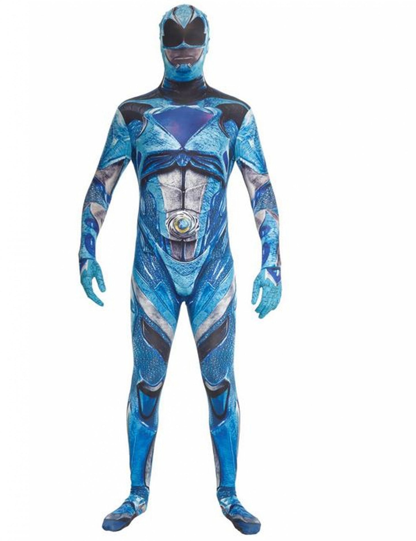 Combinație albastră deghizare Power Rangers Deluxe Morphsuits pentru adulți