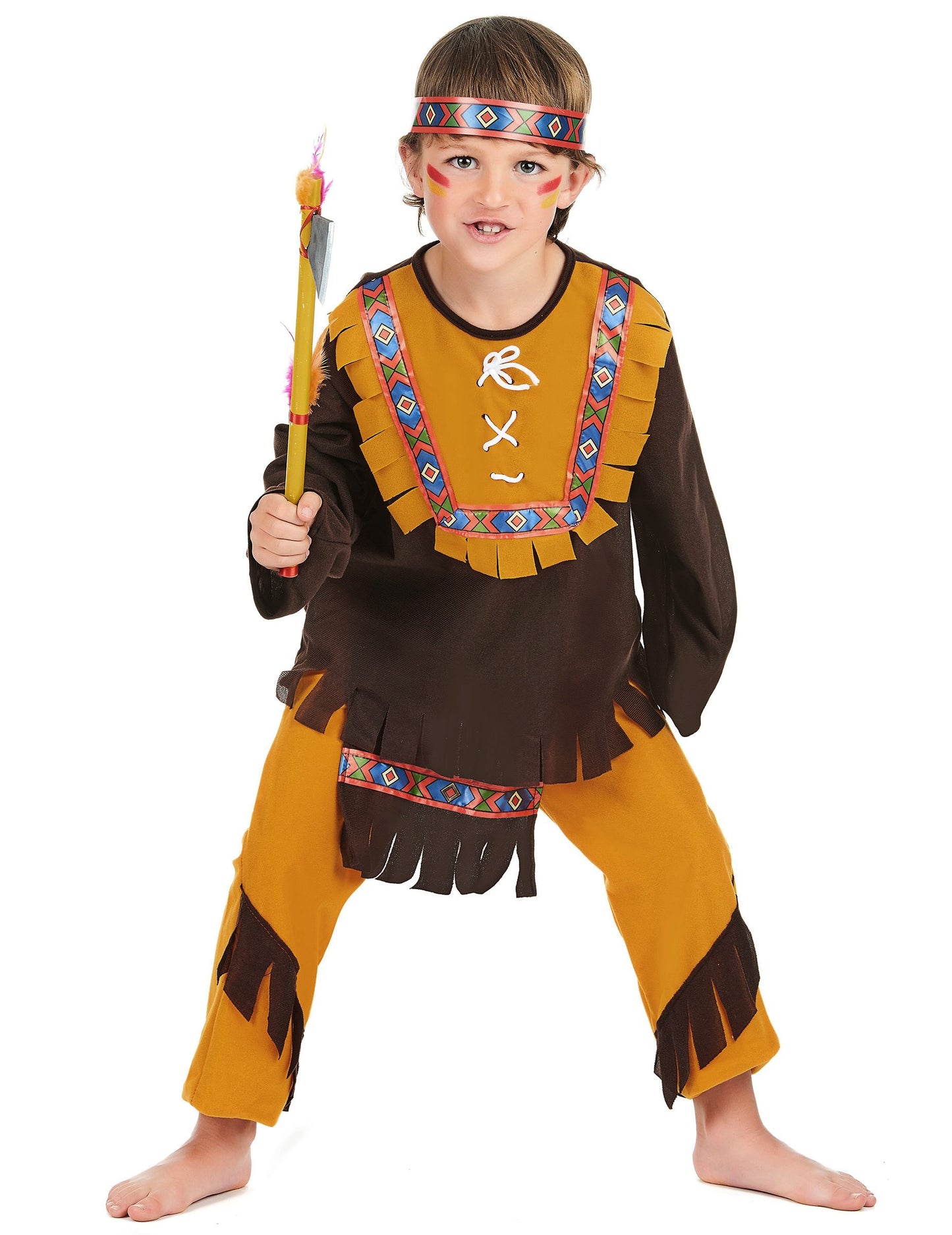 Brown și Ocher Boy Indian deghizare