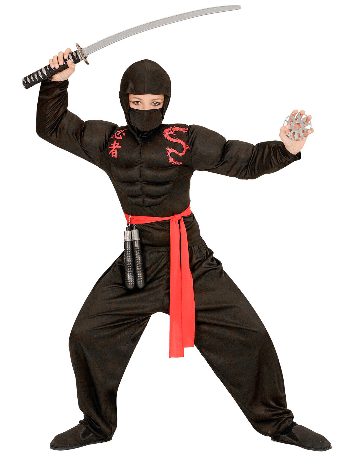 Costum ninja muscular negru băiat