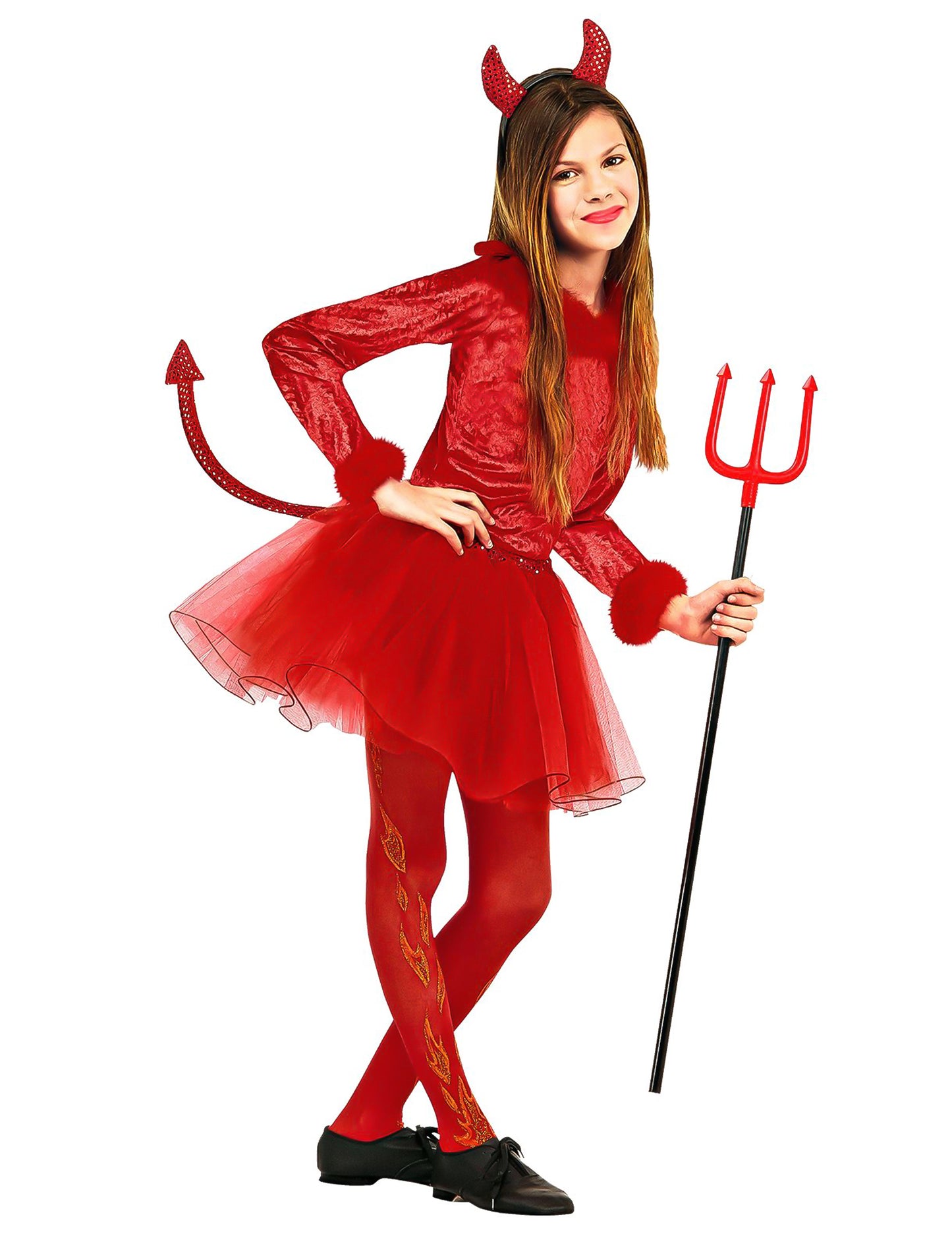 Micul Costum Red Devil Tutu Halloween Girl