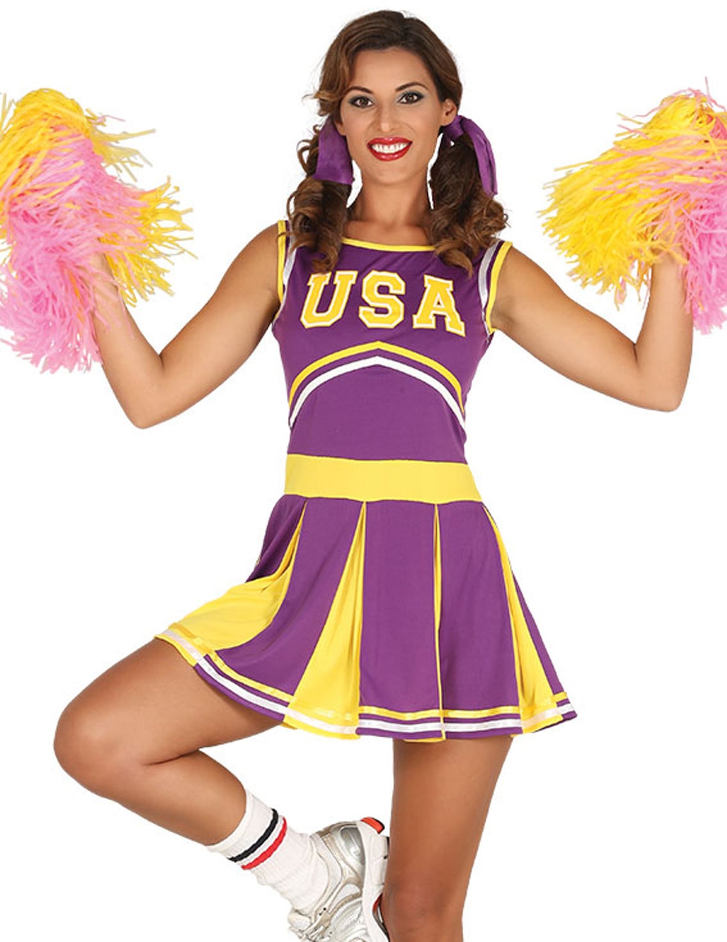 Pompom Girl SUA Costum Violet și Galben Woman