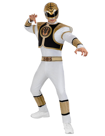 Costum Power Ranger alb pentru adulți