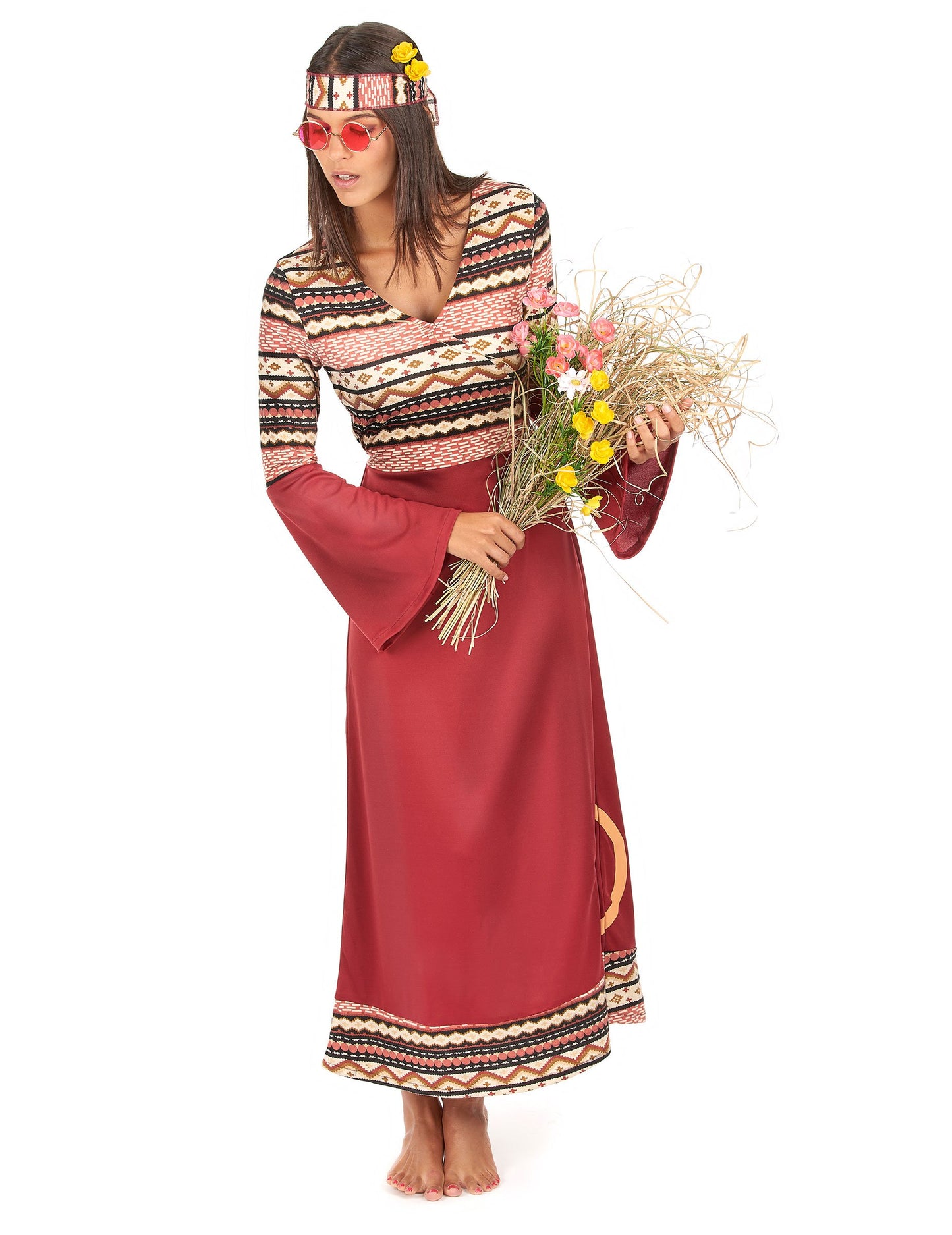 Costumul femeilor Hippie Bordeaux