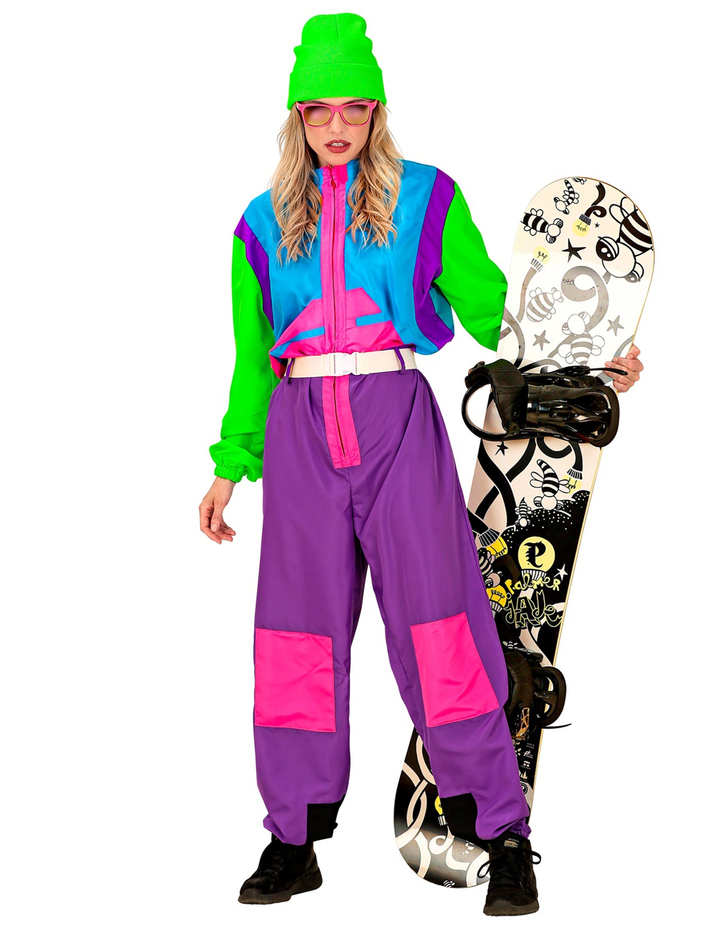 Costum de snowboarder fluorescent pentru adulți