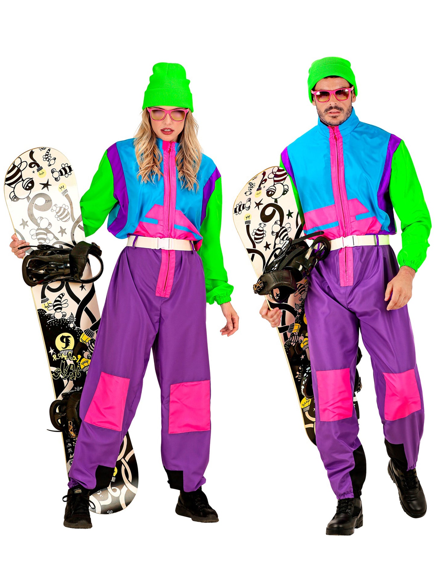 Costum de snowboarder fluorescent pentru adulți