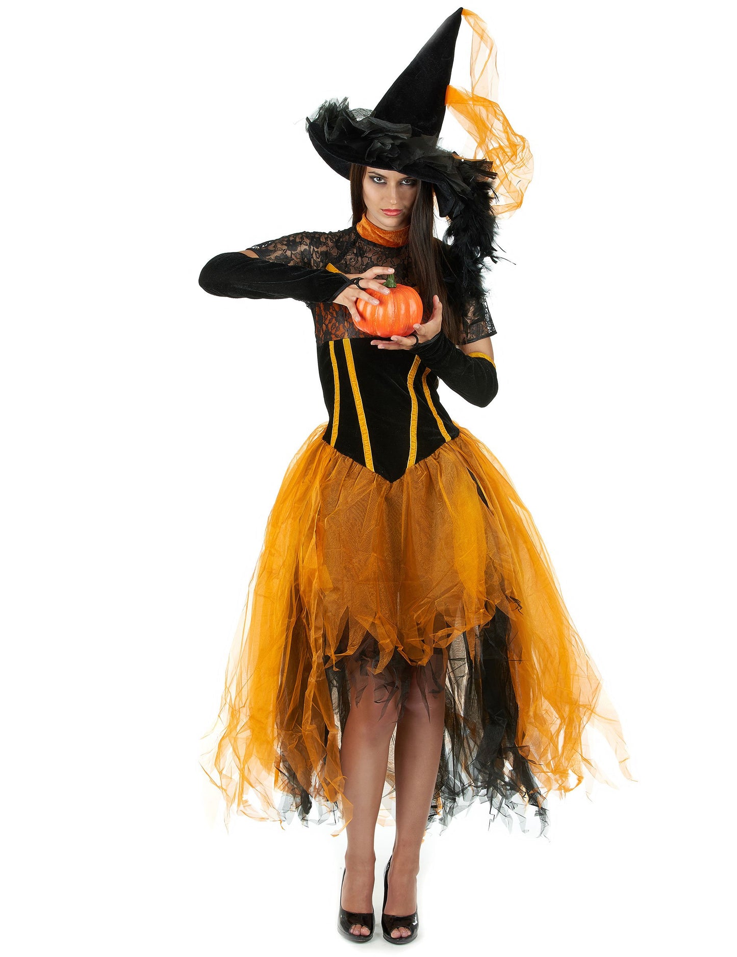 Orange Halloween Lacewoman Witch deghizare