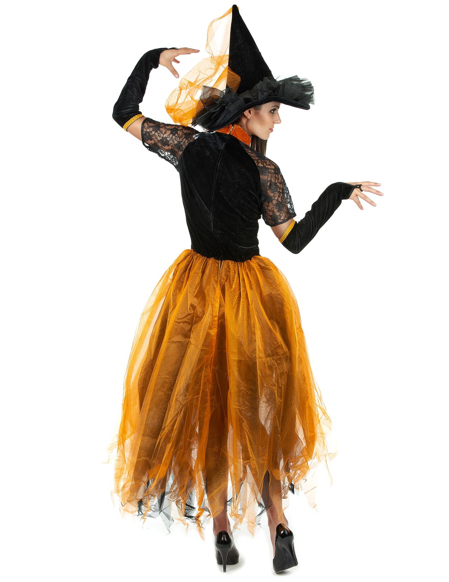 Orange Halloween Lacewoman Witch deghizare