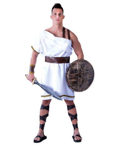 Costum spartan alb pentru bărbați