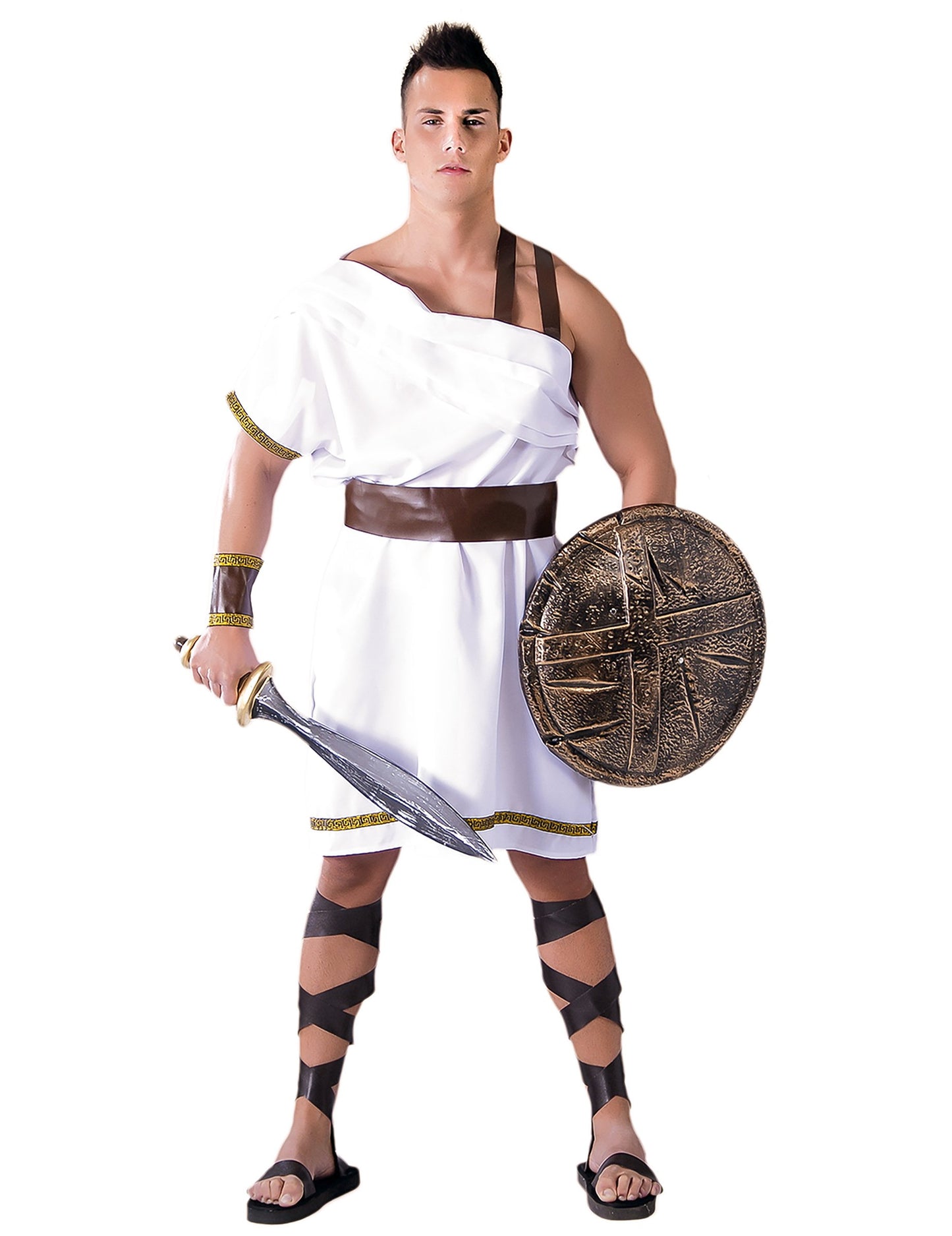 Costum spartan alb pentru bărbați