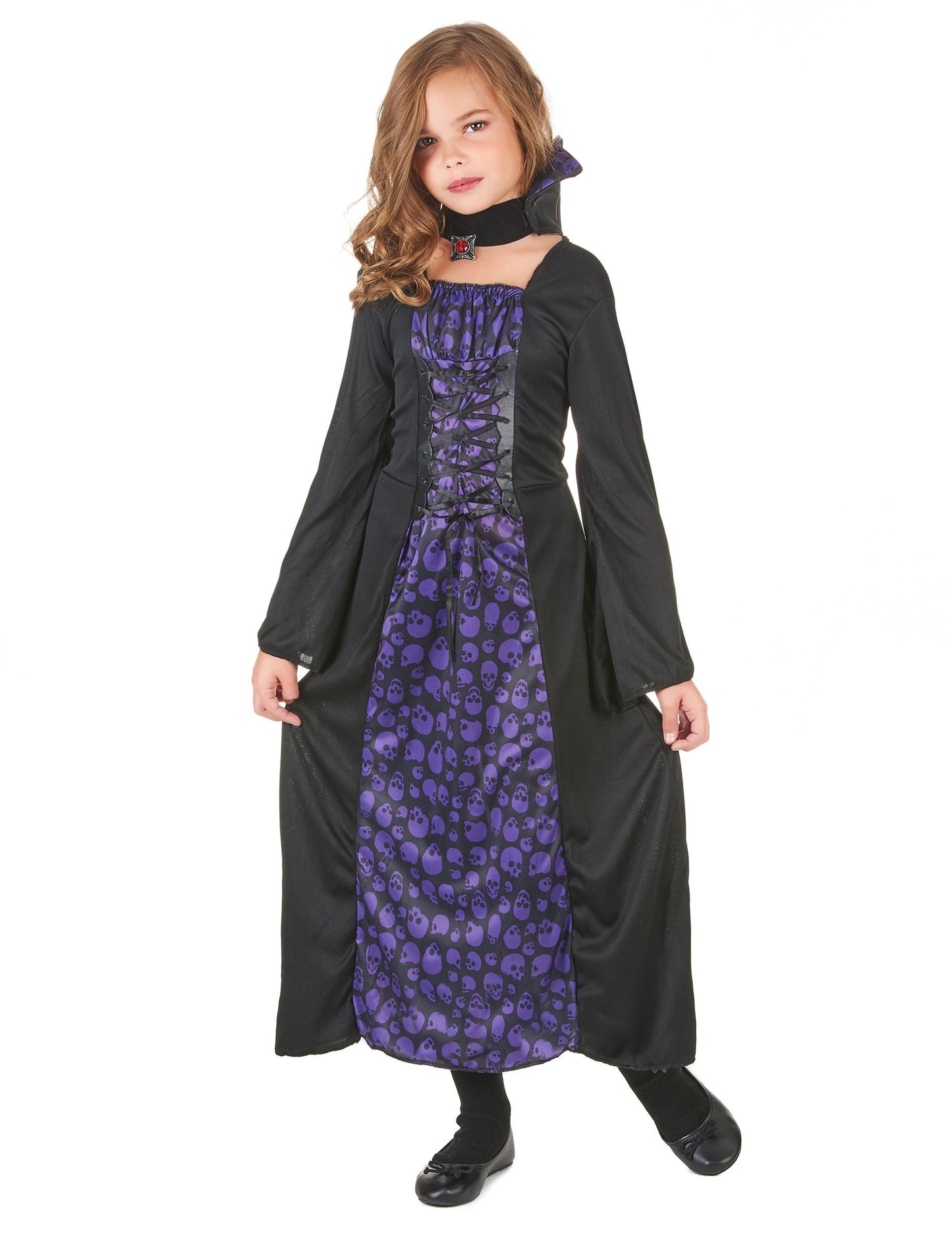 Costum de vampiri violet și negru vampir