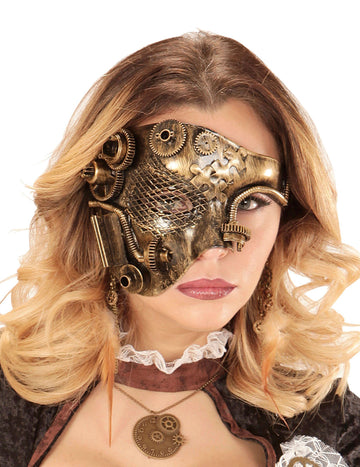 Jumătate de mască de aur dore steampunk pentru adulți