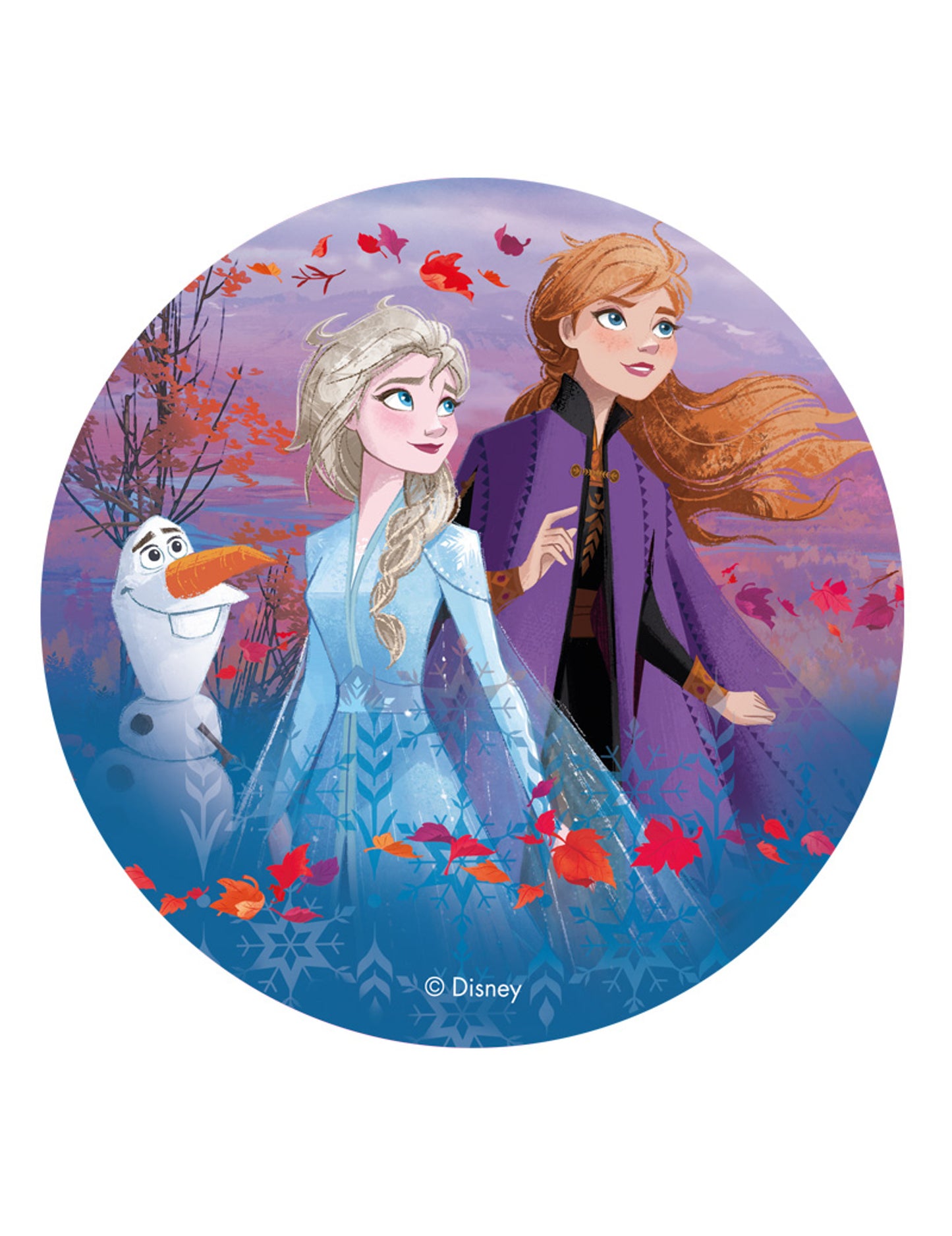 Azyme Disc Regina zăpezii 2 Anna, Elsa și Olaf 20 cm