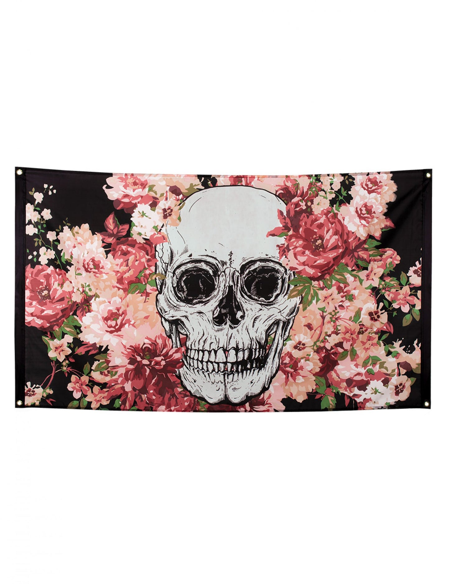 Black Flowery Schelet Flag 90 x 150 cm