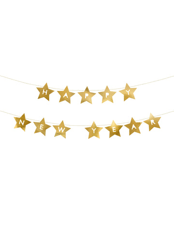 Golden Stars Garland Happy Anul Nou 290 cm