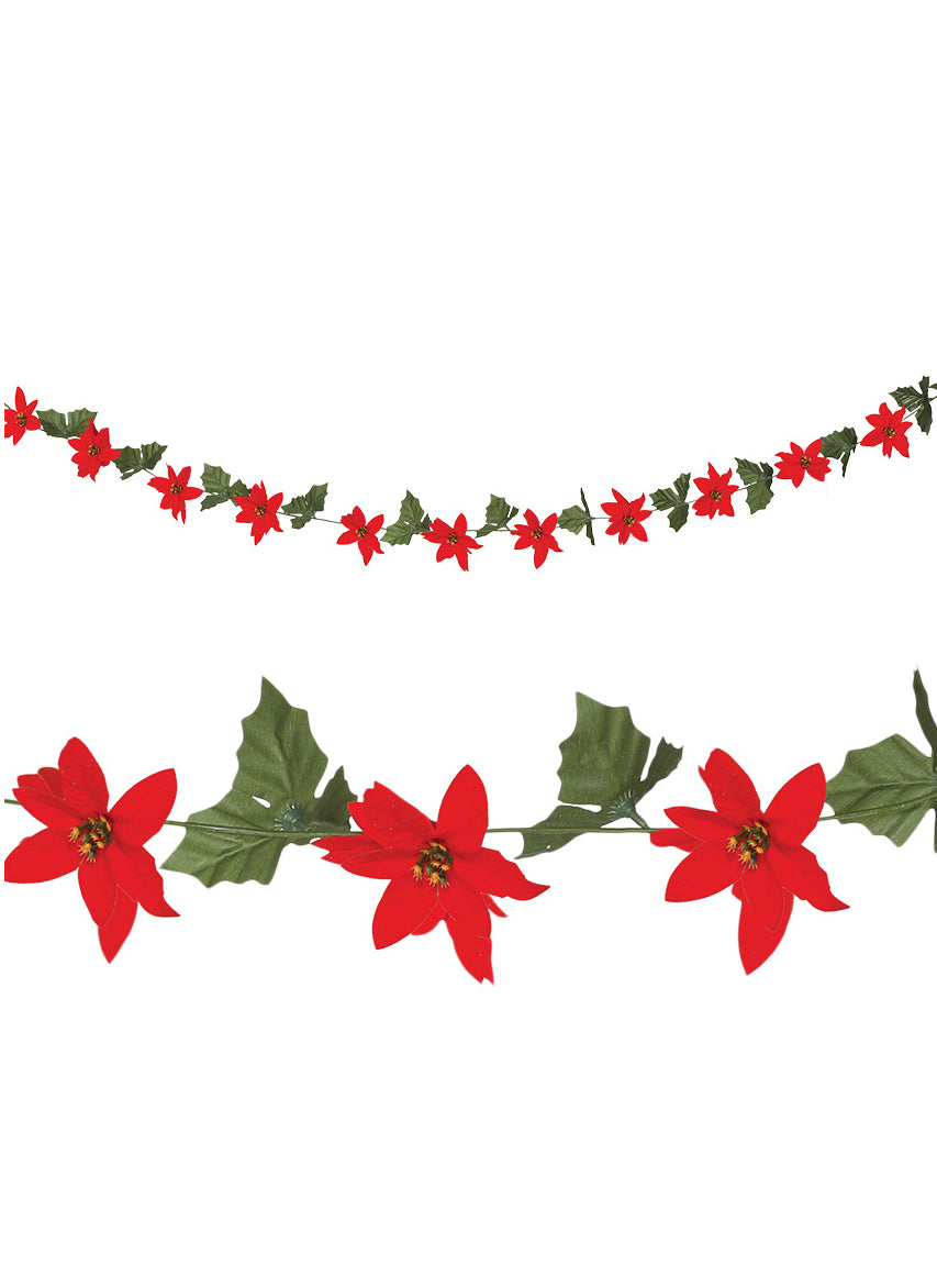 Poinsettia Garland cu frunze 200 cm